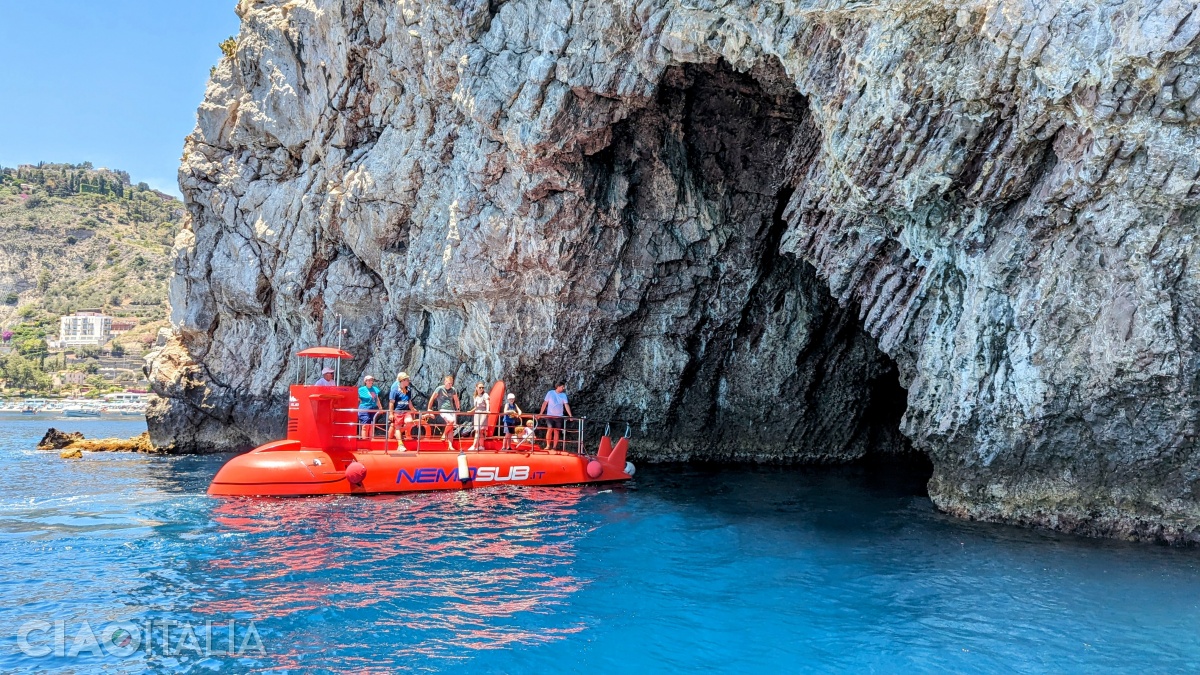 The submarine at the entrance to the Blue Grotto