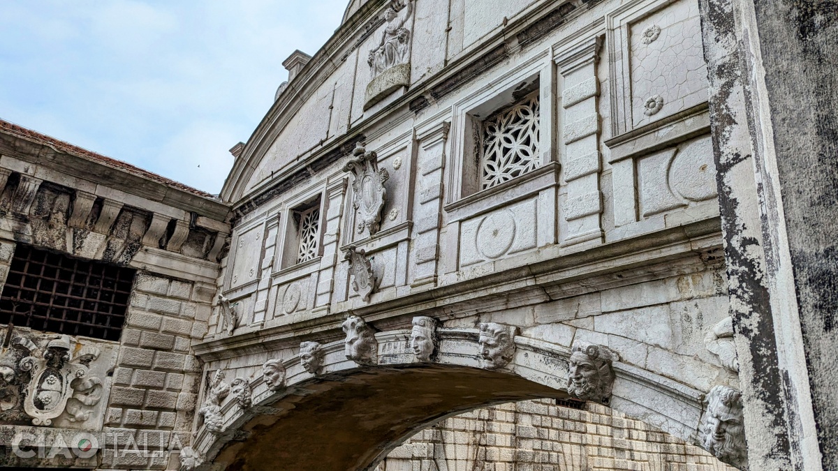 From a window of the Doge's Palace, you can observe the Bridge of Sighs up close.