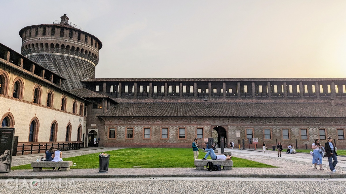 Access to the inner courtyards of the Sforza Castle is free.