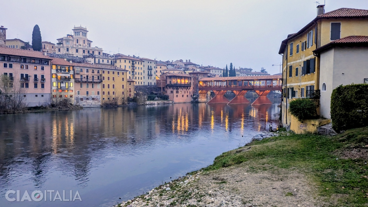 The view from the left side of the end of the bridge