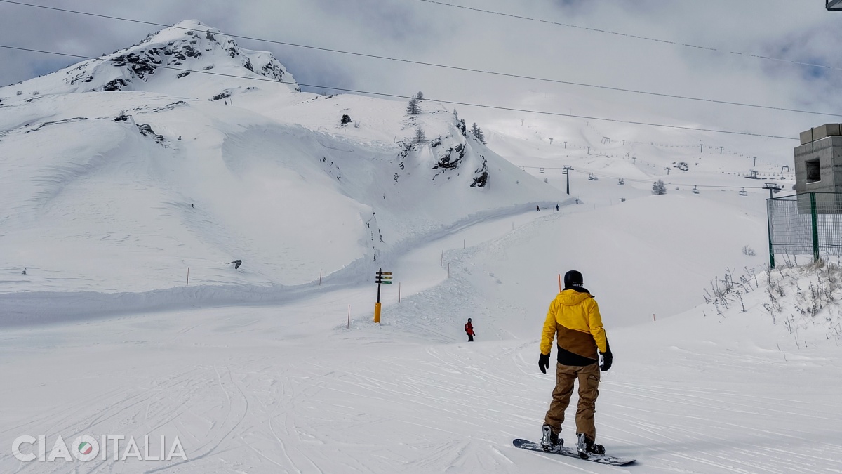 Snowboarding on the Italian slopes