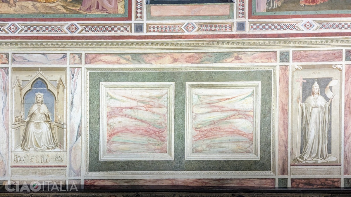 Justice (left) and Faith (right)