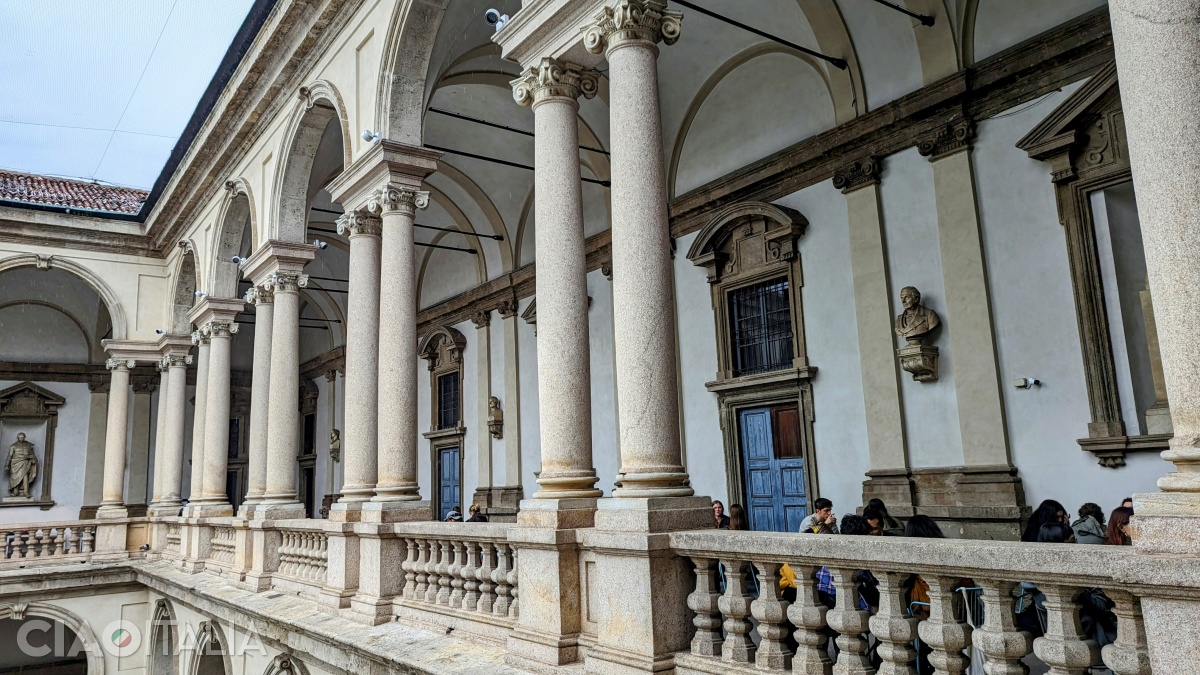 The café has tables in the portico as well.