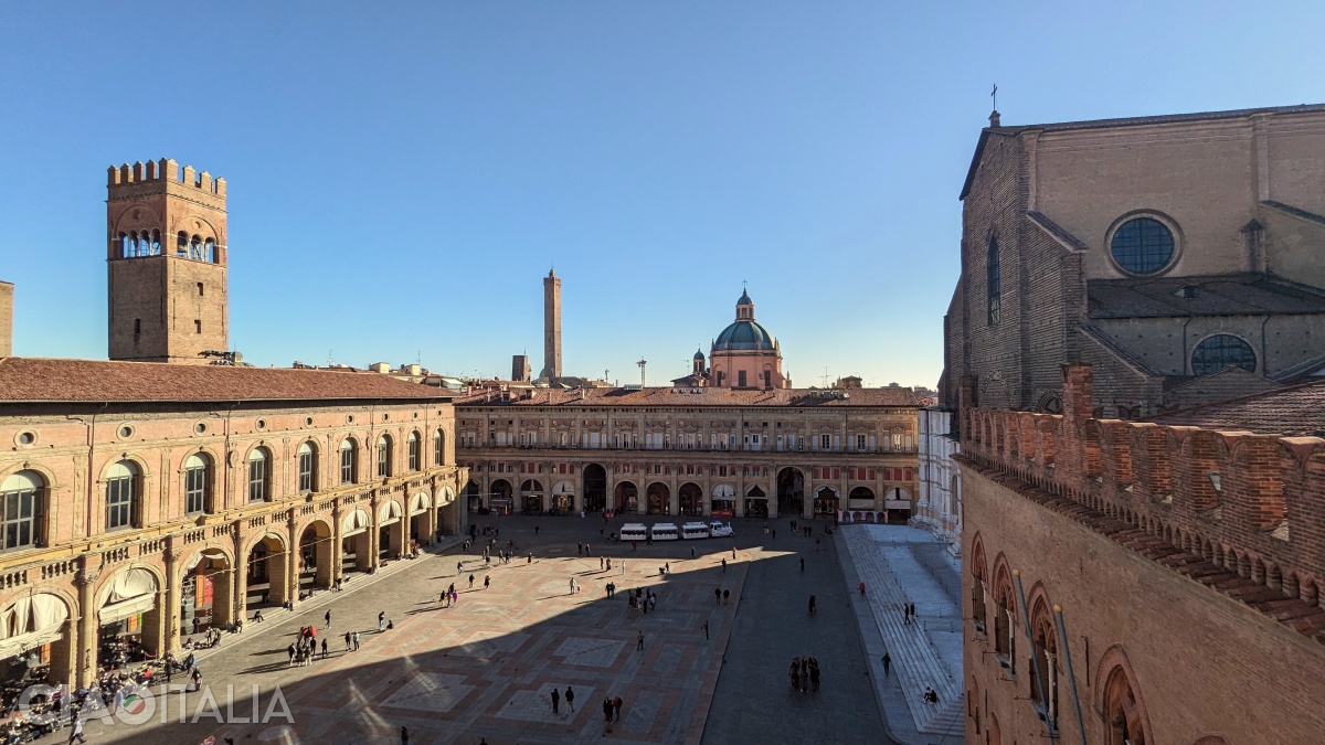 Piazza Maggiore seen from the Town Hall's Clock Tower