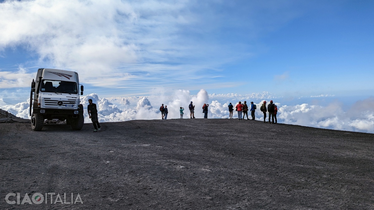 On Mount Etna South, at the upper cable car station (2,500 m)