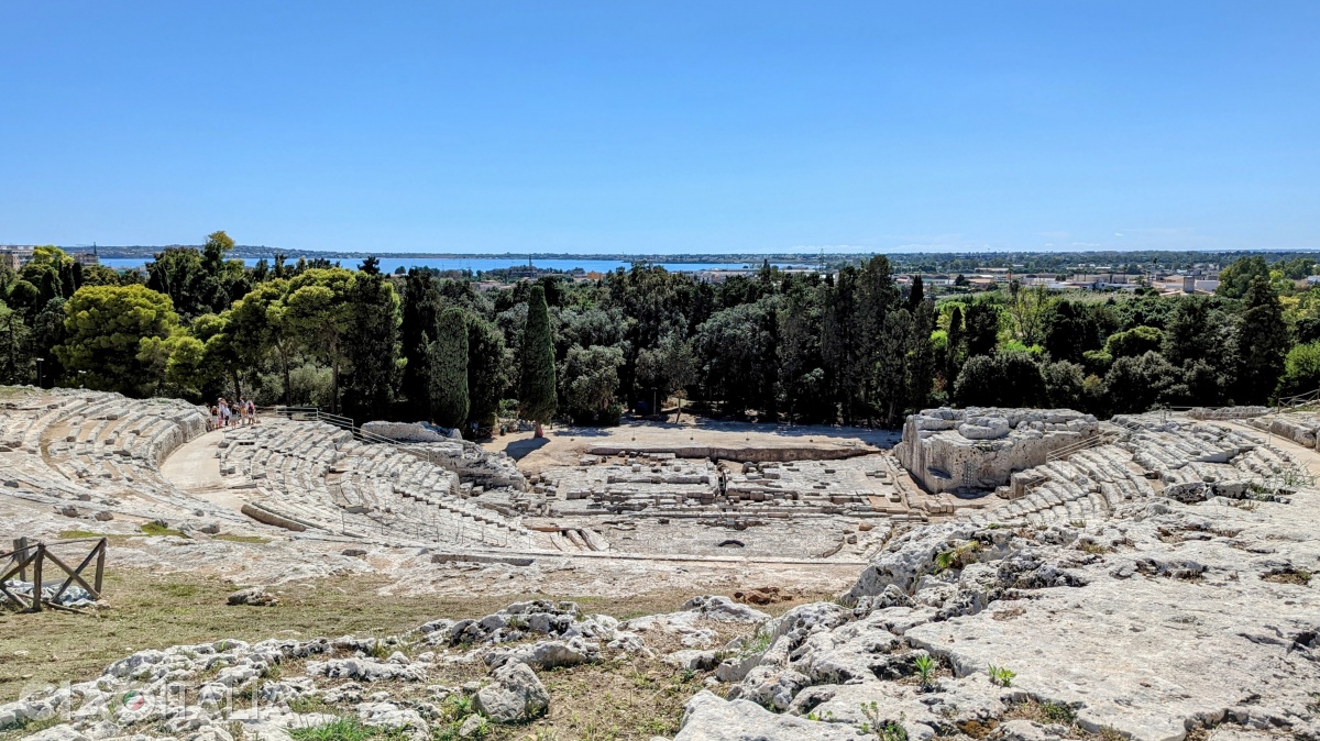 From above the Greek theatre, you can admire the Bay of Syracuse.