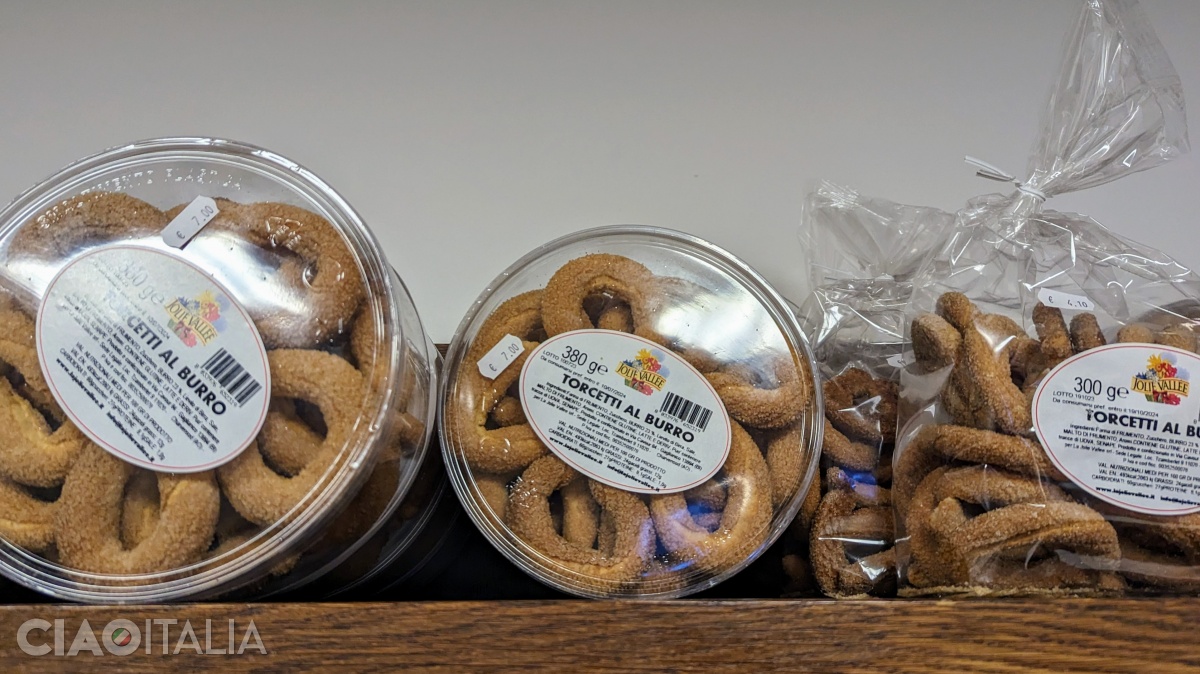 Torcetti are shaped like small pretzels.