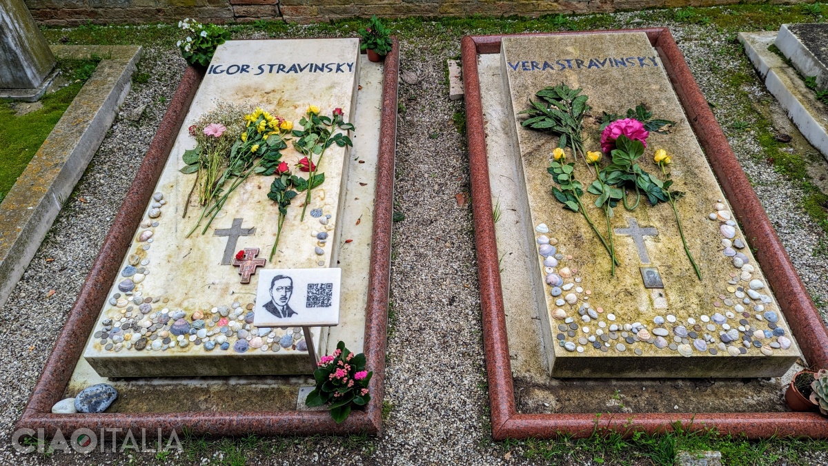 The grave of Igor Stravinsky and his wife, Vera