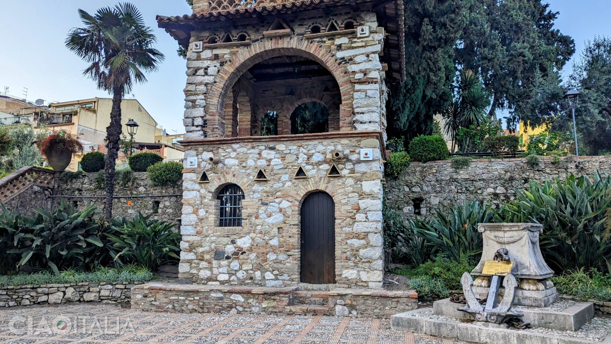 To the right, there is a small memorial for sailors who died in the war.