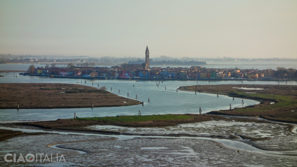 The view from the tower toward the island of Burano, located a five-minute vaporetto ride away