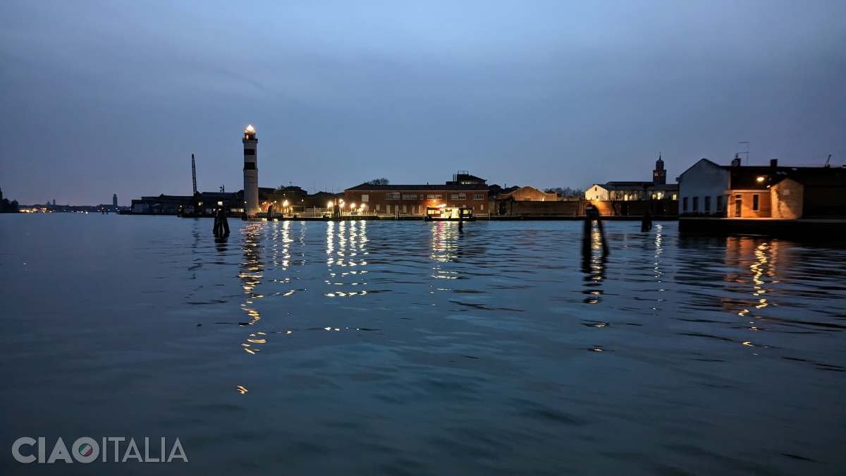 The Murano lighthouse is a landmark for traffic in the Venetian Lagoon.