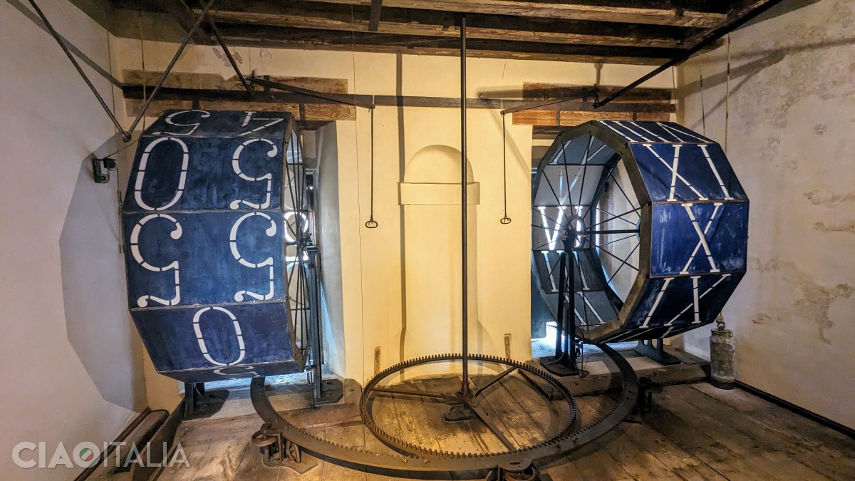 The digital clock, seen from inside the tower