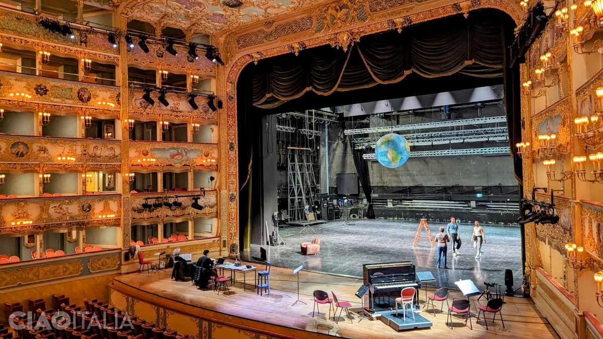 Rehearsal at La Fenice Theatre (the orchestra pit is covered)