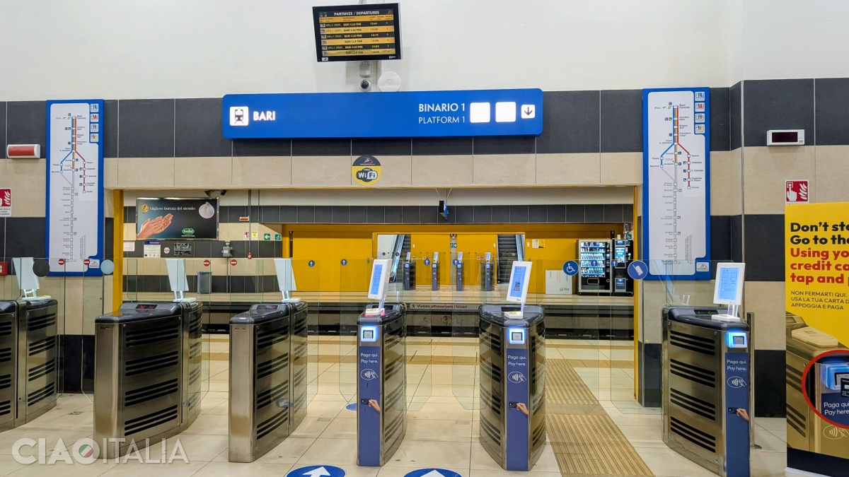 You can tap in and tap out with your card at the train station gates.