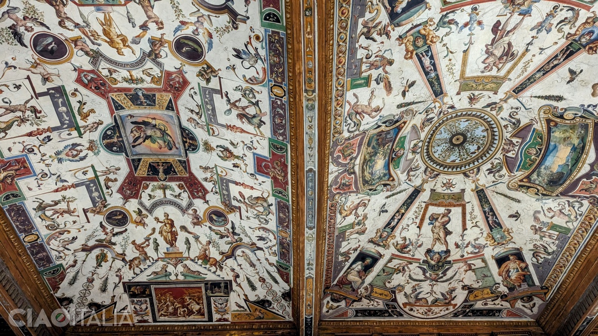 The painted ceilings of the corridors are works of art in themselves.