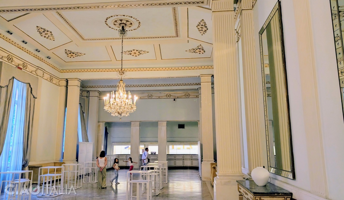 The foyer is the newest part of the San Carlo Theatre.