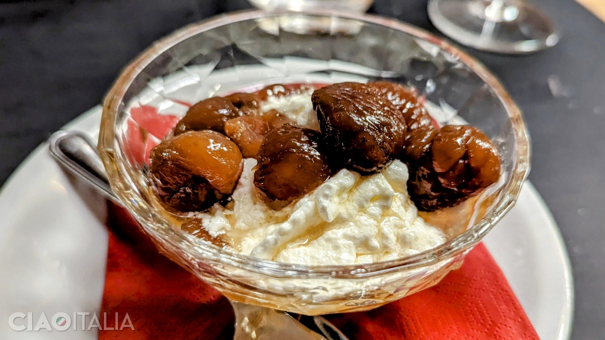 Chestnuts with brandy and whipped cream