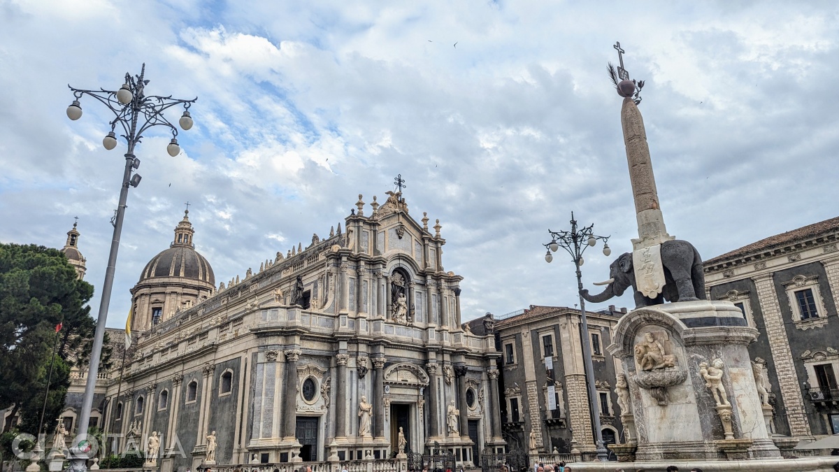 St. Agatha's Cathedral faces the Fountain of the Elephant.
