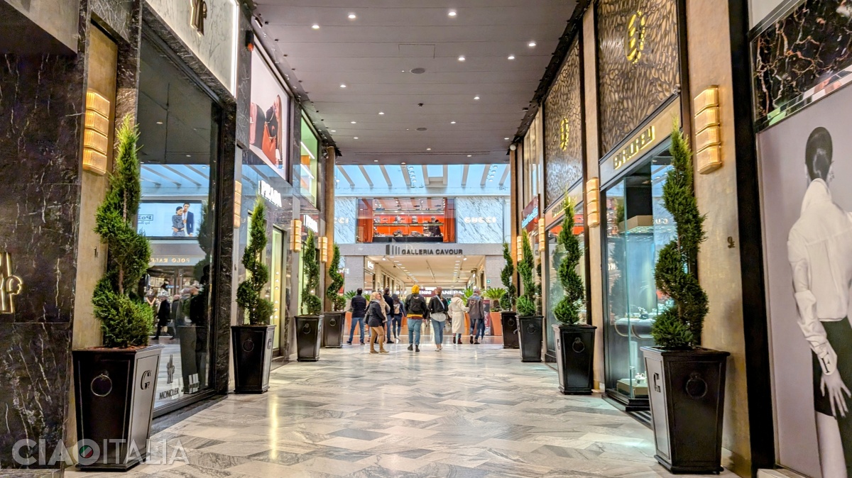 If you want more upscale shops, go to Galleria Cavour.
