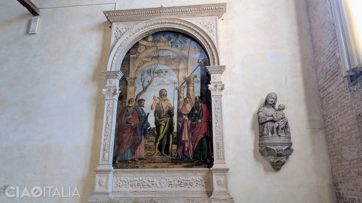 Cima da Conegliano - "Saint John the Baptist" and the sculpture "Madonna with Child", attributed to Antonio Rizzo