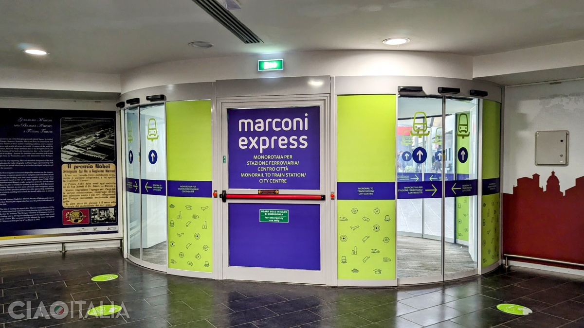 Exit from the airport to the Marconi Express train station