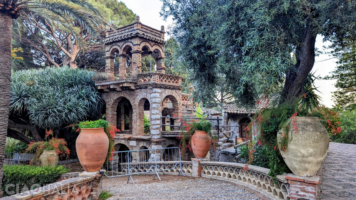 One of the pavilions built in the park