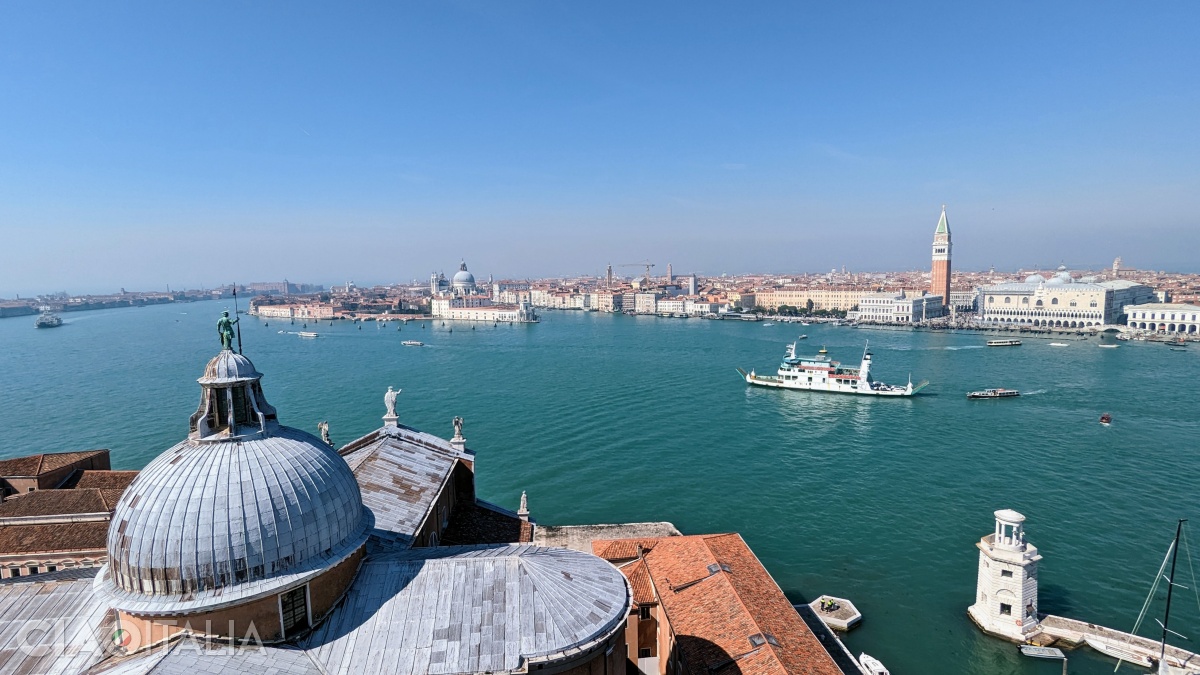 The view from the tower of the Church of San Giorgio Maggiore towards Punta della Dogana