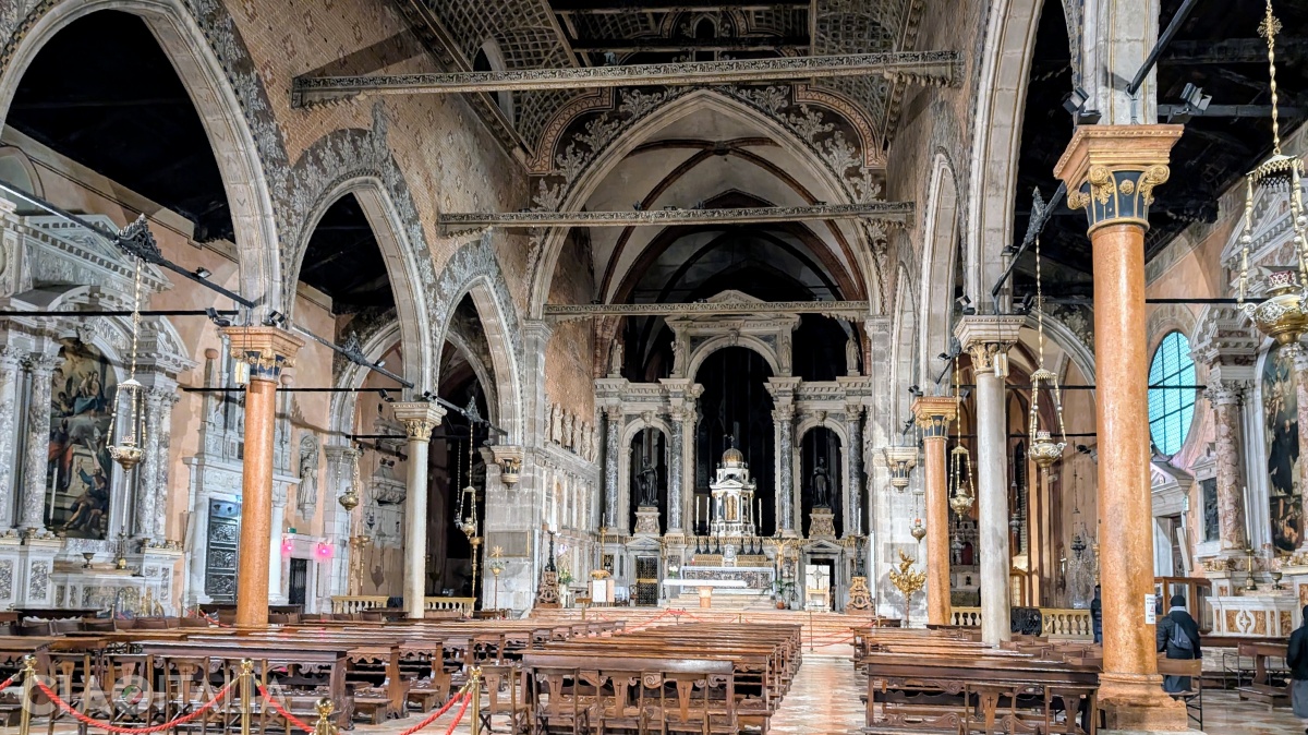 The interior of the Church of Santo Stefano