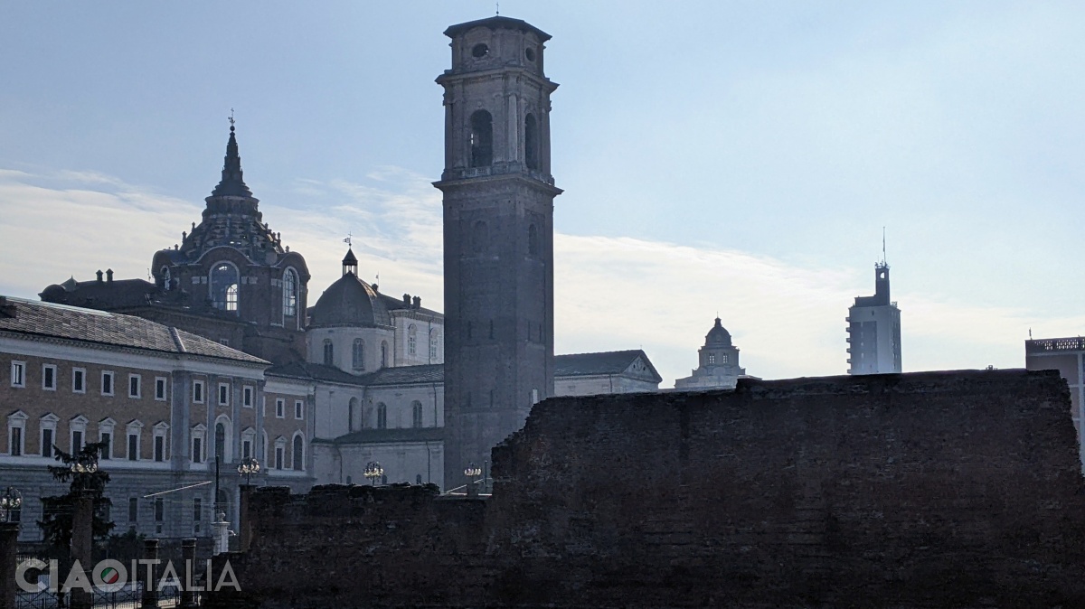 From left to right: Guarini’s dome, the cathedral’s dome, the bell tower, and the dome of the Church of San Lorenzo.