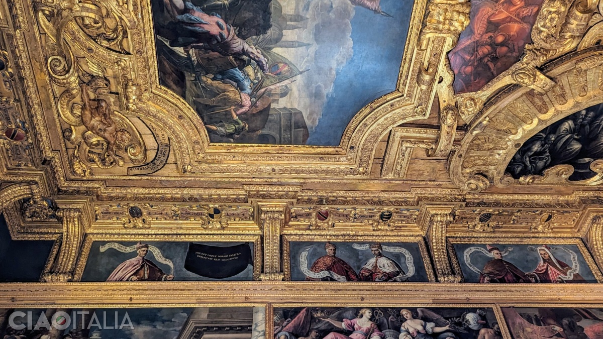 In place of Doge Marin Faliero (left), a black drapery was painted.