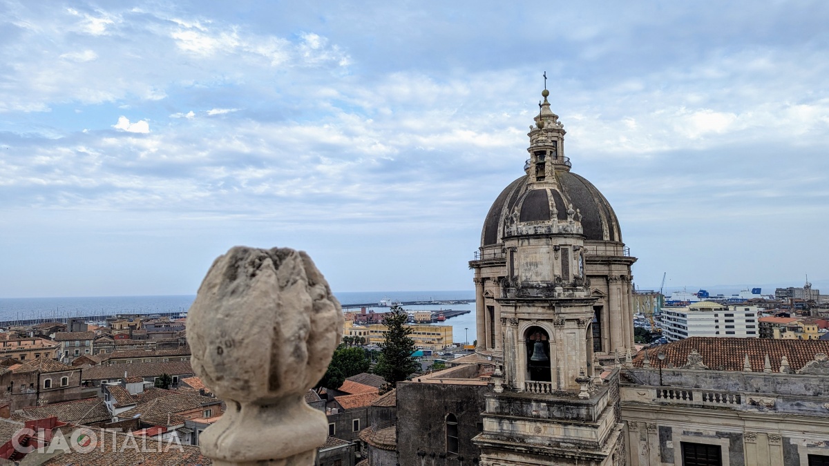 The view from the level of the dome towards St. Agatha's Cathedral
