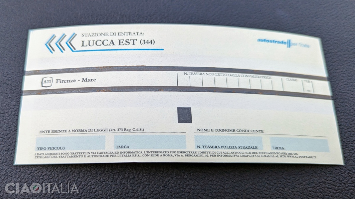 You will use the ticket you received when entering the motorway to make the payment.