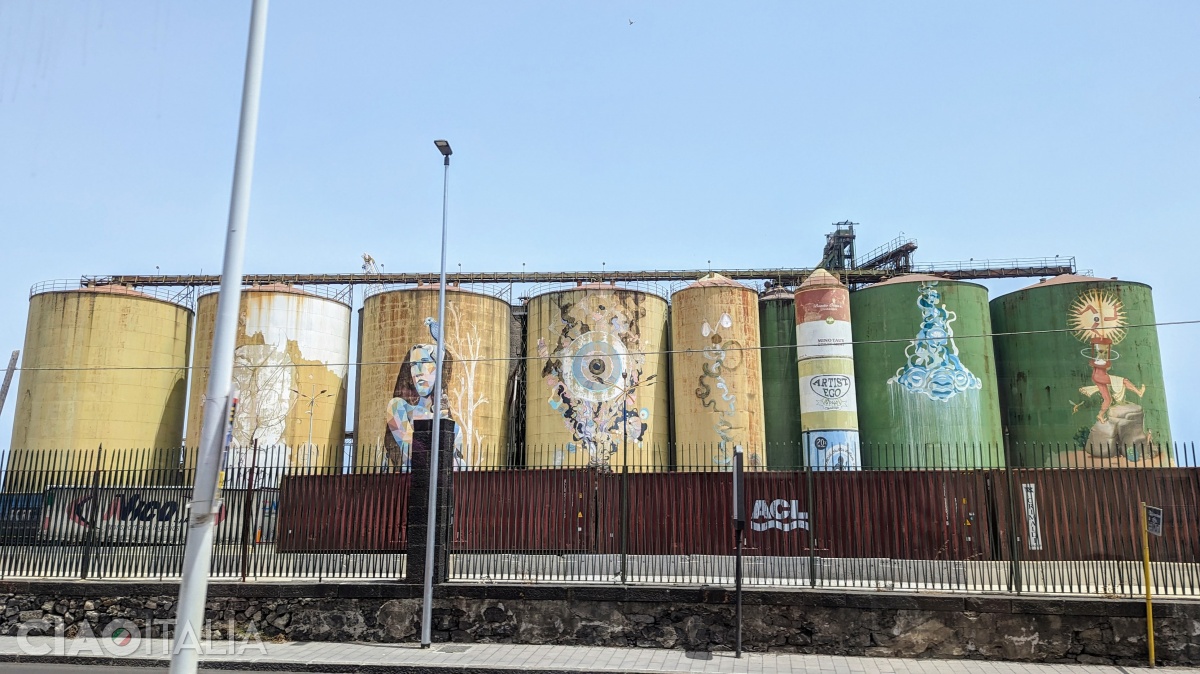 The painted silos in the port