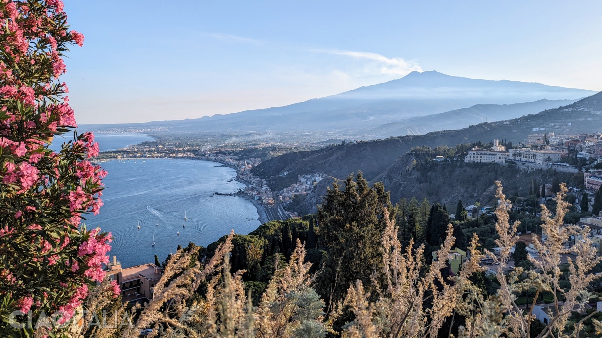 The view toward Taormina and Mount Etna